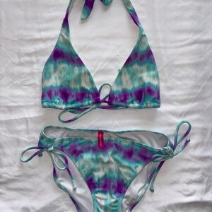 VS Teal and Purple Tie-Dye Bikini Set